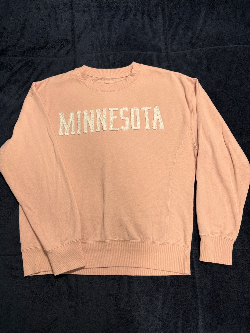 Reflex Light Pink Crewneck Sweater with 'MINNESOTA' Embroidered Chest
